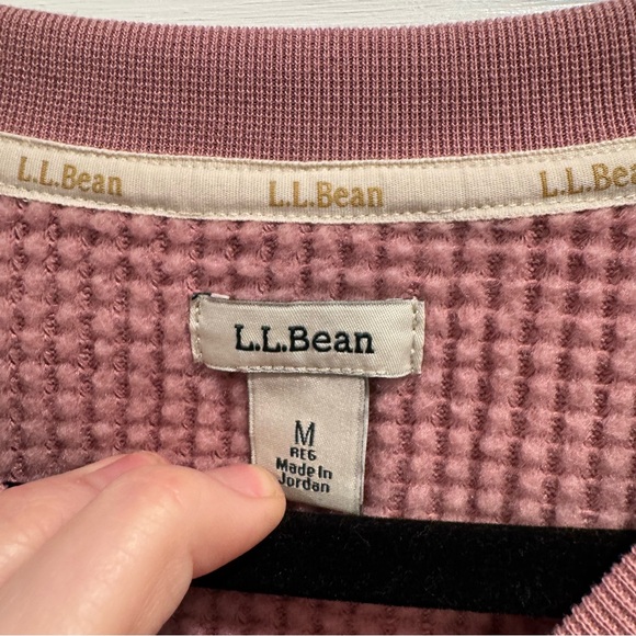 LL Bean Women Birchwood Brushed Waffle Knit V-Neck Long Sleeve Top Medium Pink - Picture 12 of 14